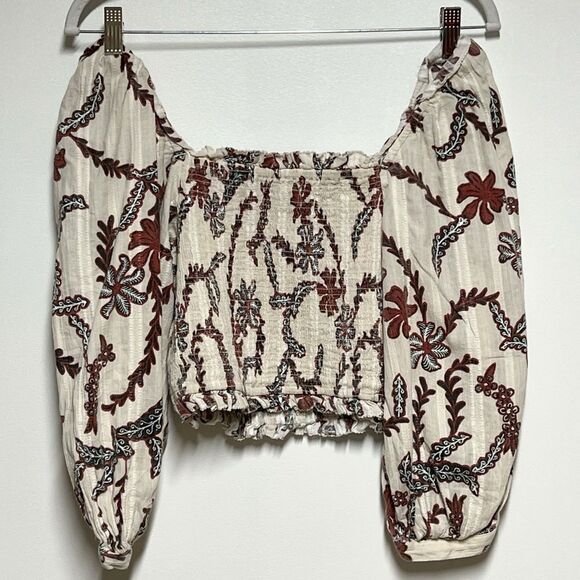 Joie Benison Smocked Square Neck Puff Sleeve Top-Women Sz S - Picture 6 of 9